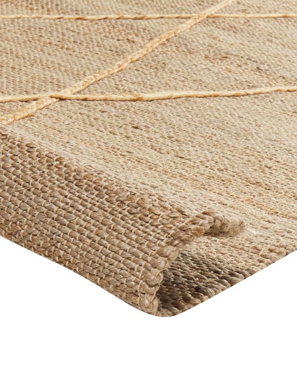 Tæppeløber Beige Jute 80 x 300 cm Fladvævet Løs Gulvløber til Entre Tæppe Mønstret Håndvævet Flettet Lang Gulvtæppe til Gang Tilbehør