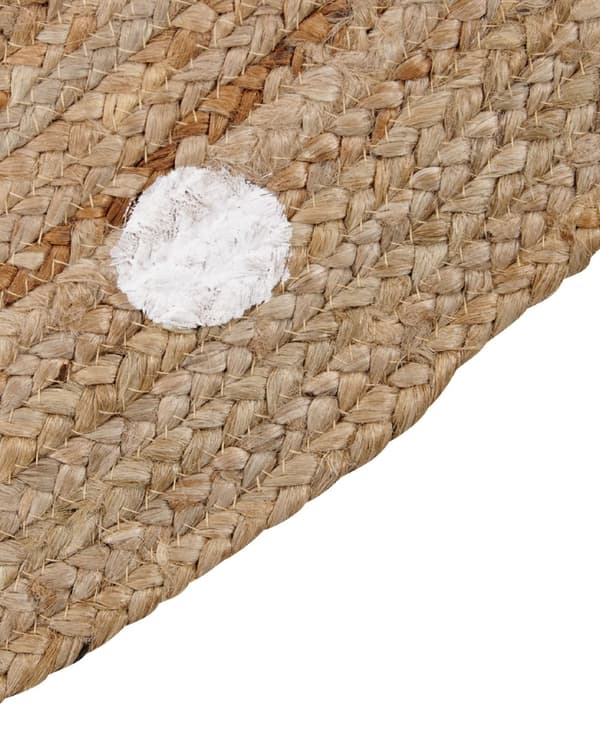 Rund Matta Beige Jute ø 140 cm Enfärgad med Prickigt Mönster Vardagsrum Sovrum