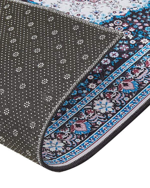 Gångmatta Blå Polyester 80 x 240 cm Orientaliska Mönster Halkskydd Botten Vintage Stil Modern Hall