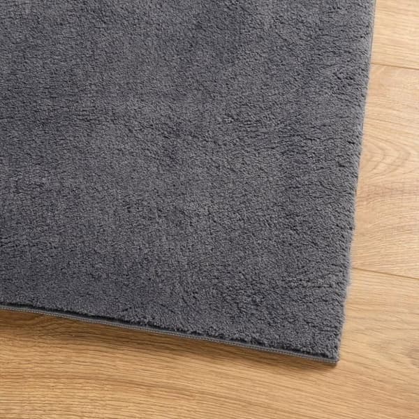 vidaXL gulvtæppe HUARTE 80x250 cm kort luv og vaskbart antracitgrå