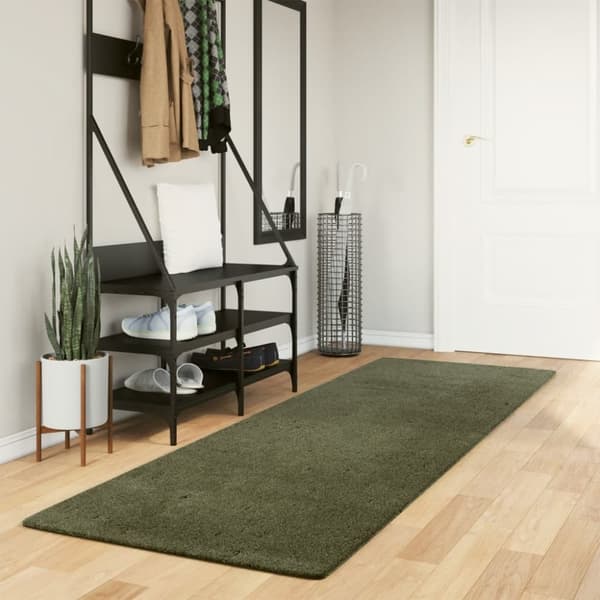 vidaXL Matto HUARTE lyhytnukkainen ja pestävä metsänvihreä 80x250 cm