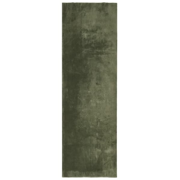 vidaXL Matto HUARTE lyhytnukkainen ja pestävä metsänvihreä 80x250 cm