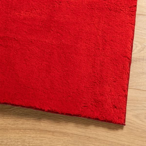 vidaXL gulvtæppe HUARTE 160x160 cm kort luv og vaskbart rød