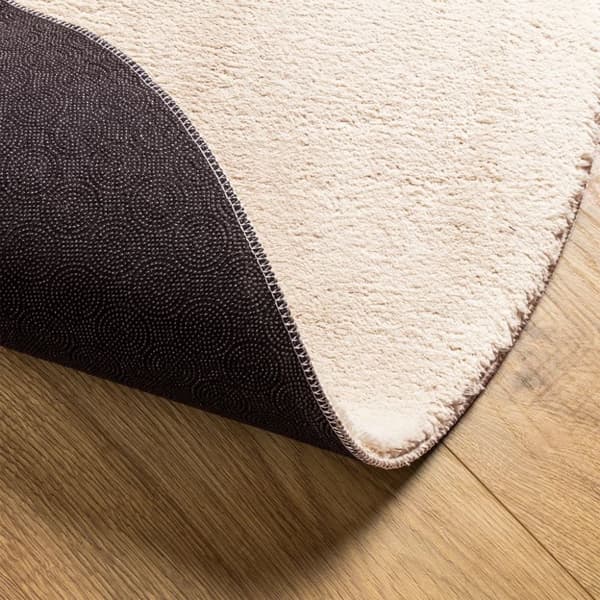 vidaXL gulvtæppe HUARTE Ø 120 cm kort luv og vaskbart beige