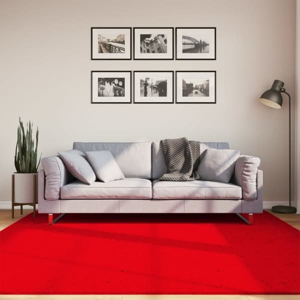 vidaXL Matto HUARTE lyhytnukkainen ja pestävä punainen 200x200 cm