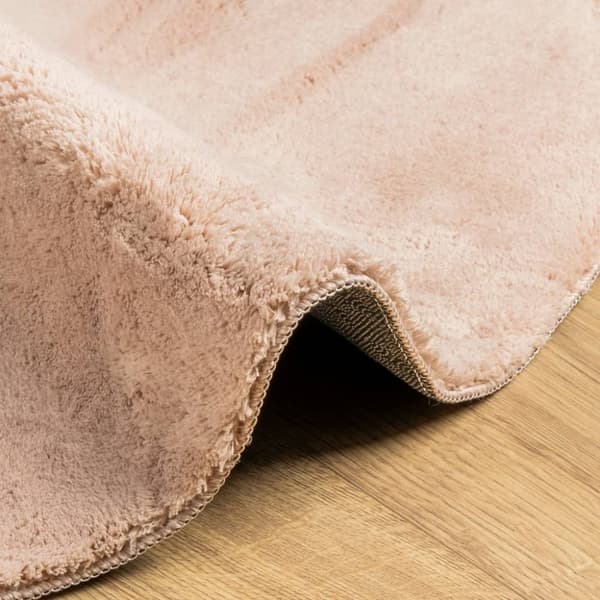 vidaXL Teppe HUARTE kort luv mykt og vaskbart blush Ø 200 cm
