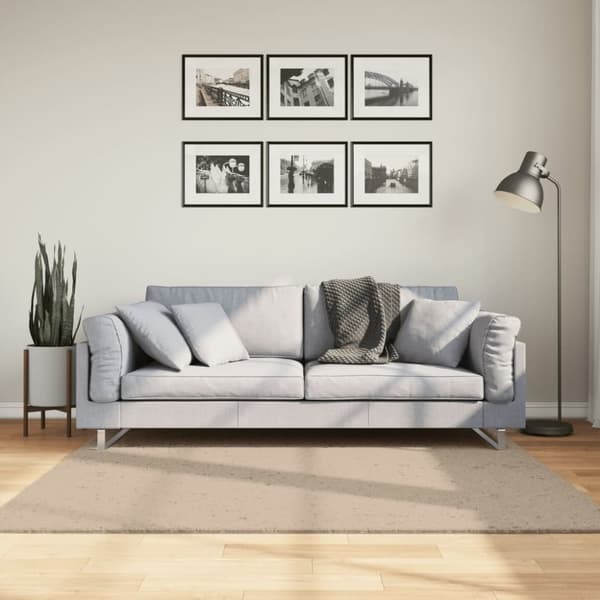 vidaXL gulvtæppe HUARTE 160x160 cm kort luv og vaskbart sandfarvet