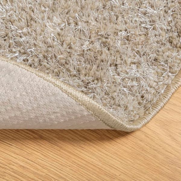 vidaXL Matta ISTAN långluggad glansig beige Ø 100 cm