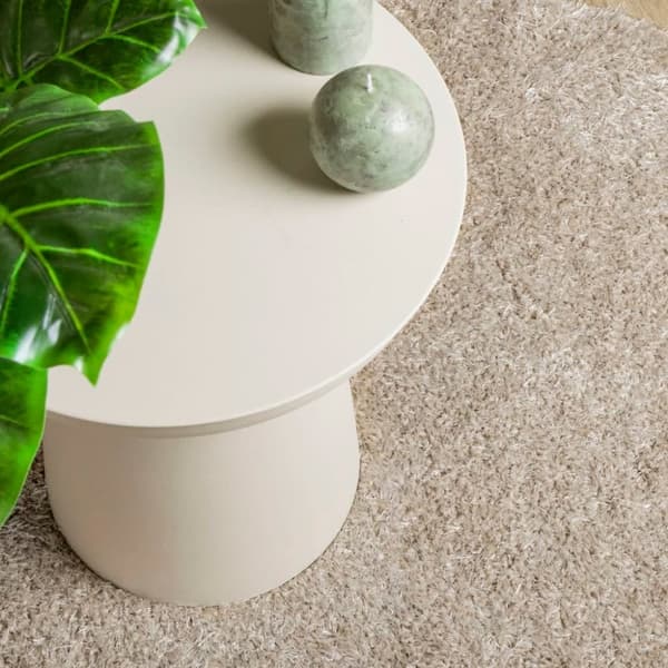 vidaXL Matta ISTAN långluggad glansig beige Ø 100 cm