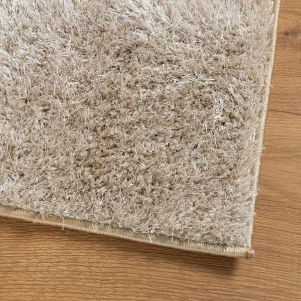 vidaXL gulvtæppe ISTAN 140x200 cm lang luv skinnende look beige