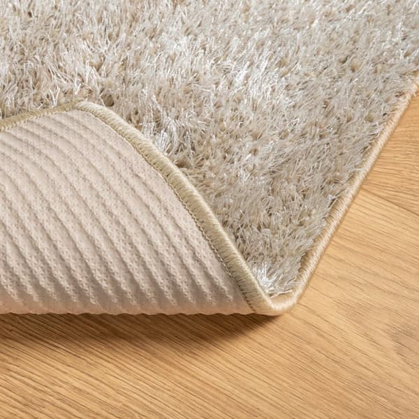 vidaXL gulvtæppe ISTAN 140x200 cm lang luv skinnende look beige