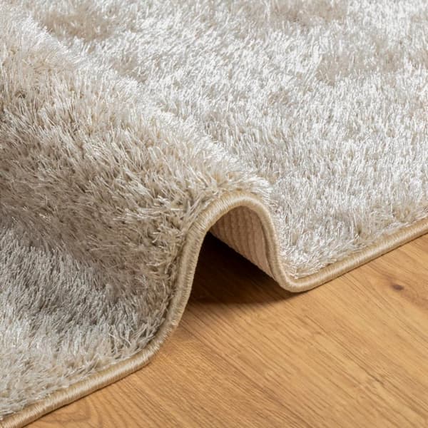 vidaXL gulvtæppe ISTAN 140x200 cm lang luv skinnende look beige