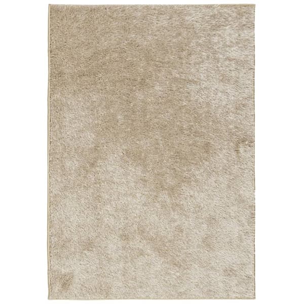 vidaXL gulvtæppe ISTAN 140x200 cm lang luv skinnende look beige
