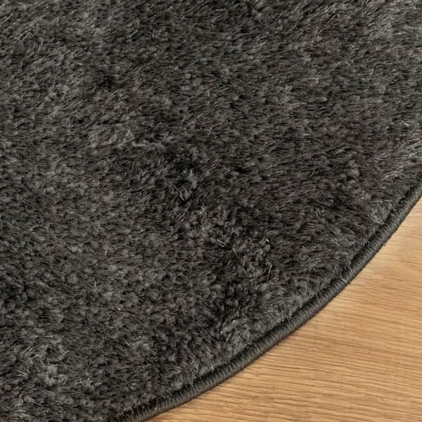 vidaXL Teppe ISTAN med lang luv skinnende utseende antrasitt Ø 120 cm