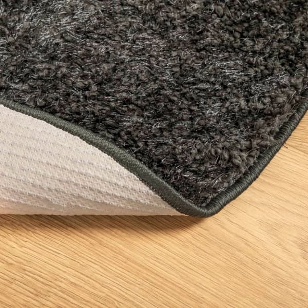 vidaXL Teppe ISTAN med lang luv skinnende utseende antrasitt Ø 120 cm