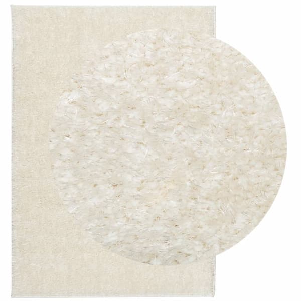 vidaXL Teppe ISTAN med lang luv skinnende utseende kremhvit 120x170 cm