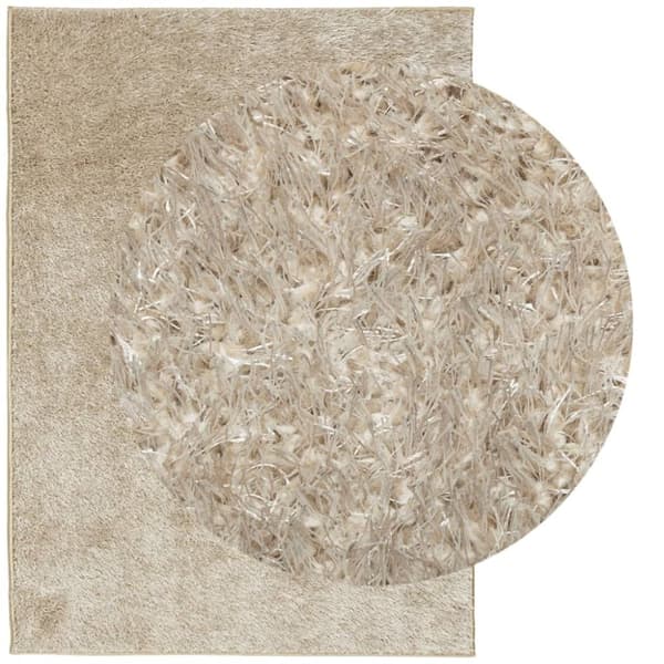 vidaXL gulvtæppe ISTAN 200x280 cm lang luv skinnende look beige