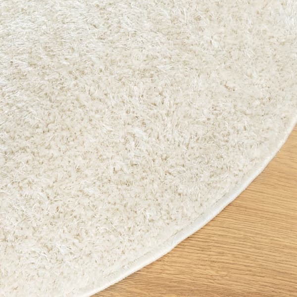 vidaXL Teppe ISTAN med lang luv skinnende utseende kremhvit Ø 80 cm