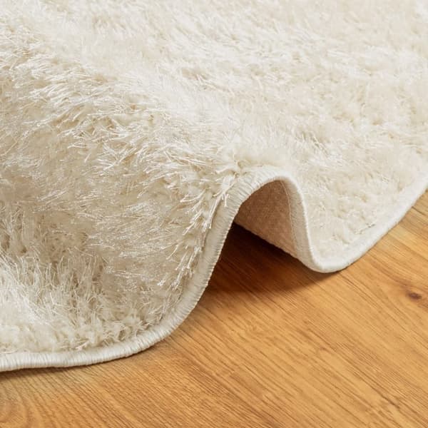vidaXL Teppe ISTAN med lang luv skinnende utseende kremhvit Ø 80 cm