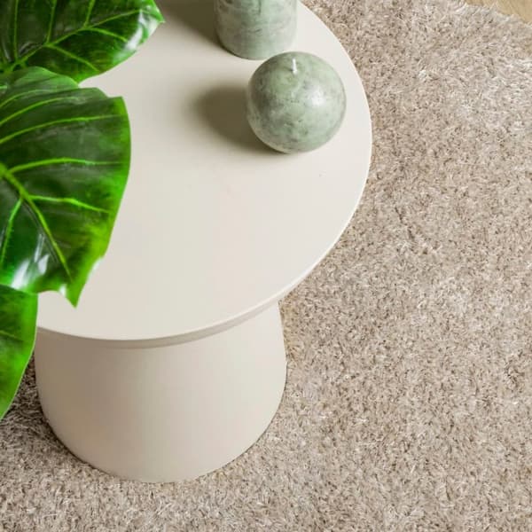 vidaXL gulvtæppe ISTAN Ø 80 cm lang luv skinnende look beige