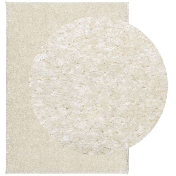 vidaXL Teppe ISTAN med lang luv skinnende utseende kremhvit 240x340 cm