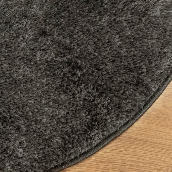 vidaXL Teppe ISTAN med lang luv skinnende utseende antrasitt Ø 100 cm