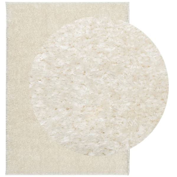 vidaXL gulvtæppe ISTAN 200x280 cm lang luv skinnende look cremefarvet