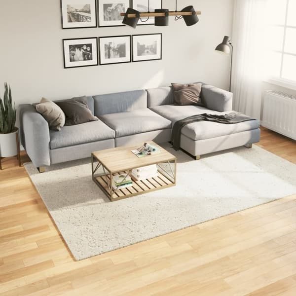 vidaXL gulvtæppe ISTAN 200x280 cm lang luv skinnende look cremefarvet