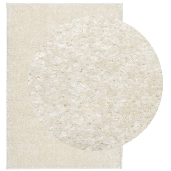 vidaXL Teppe ISTAN med lang luv skinnende utseende kremhvit 140x200 cm