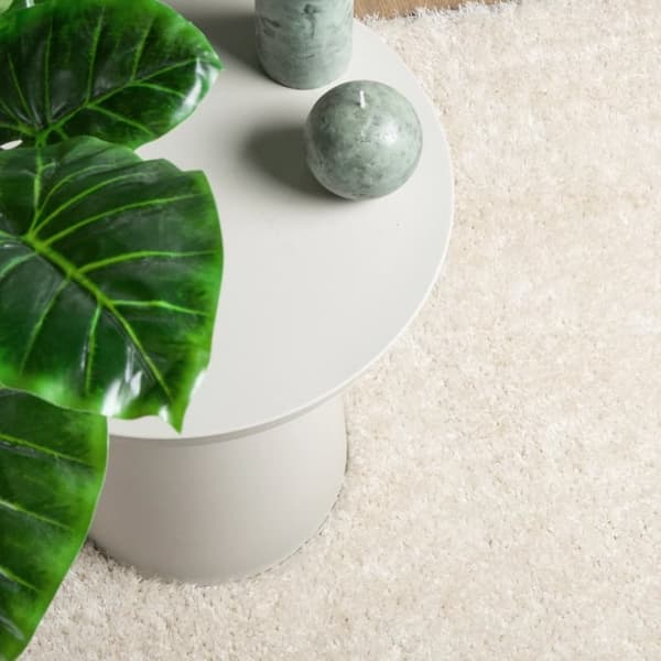 vidaXL Teppe ISTAN med lang luv skinnende utseende kremhvit 140x200 cm