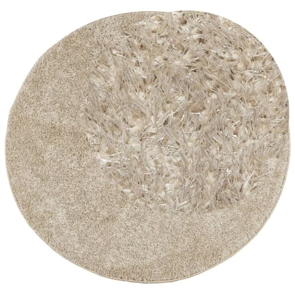 vidaXL gulvtæppe ISTAN Ø 120 cm lang luv skinnende look beige