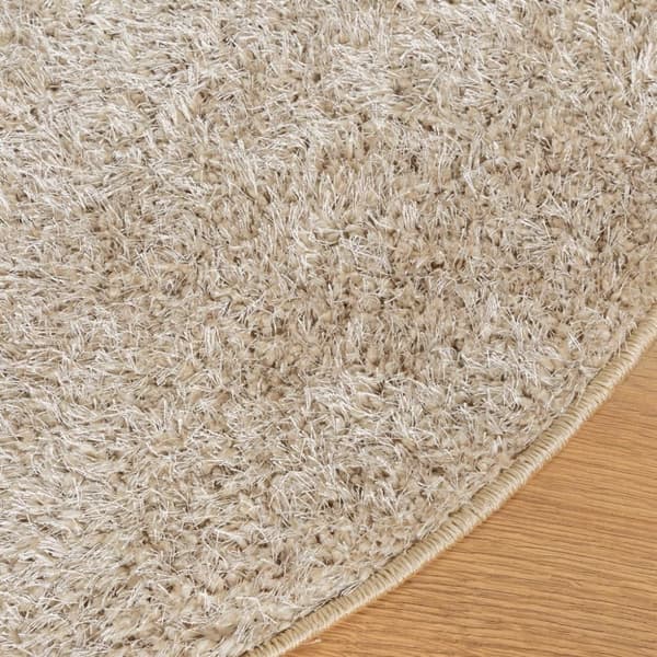 vidaXL gulvtæppe ISTAN Ø 120 cm lang luv skinnende look beige