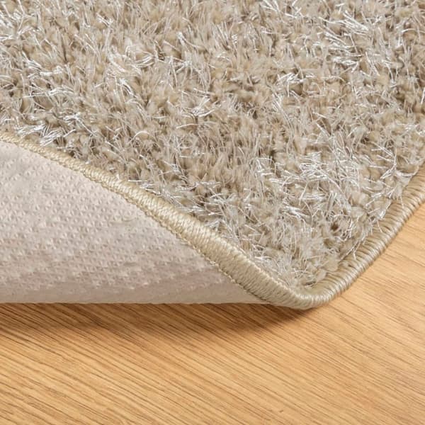 vidaXL gulvtæppe ISTAN Ø 120 cm lang luv skinnende look beige