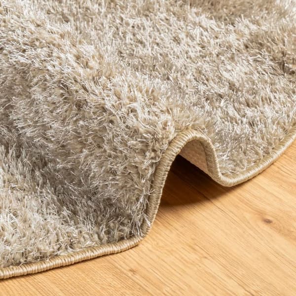 vidaXL gulvtæppe ISTAN Ø 120 cm lang luv skinnende look beige