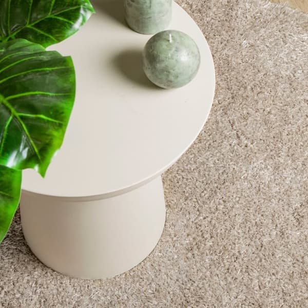 vidaXL gulvtæppe ISTAN Ø 120 cm lang luv skinnende look beige