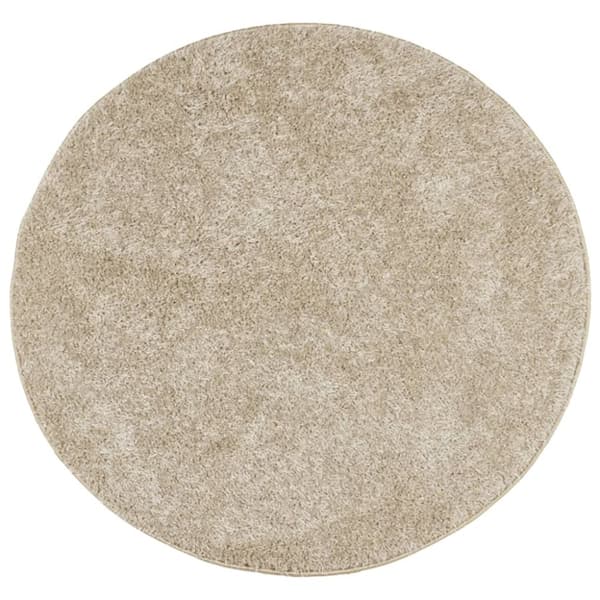 vidaXL gulvtæppe ISTAN Ø 120 cm lang luv skinnende look beige