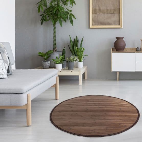 Matta - Rund - Bambu - 150 Cm Mörkbrun