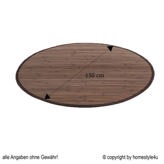 Matta - Rund - Bambu - 150 Cm Mörkbrun