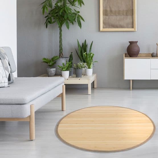 Matta - Rund - Bambu - 120 Cm Ljus
