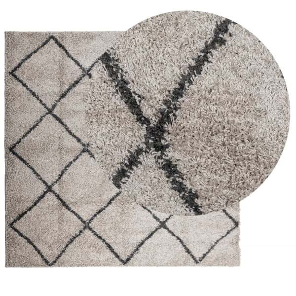 vidaXL Tykt teppe PAMPLONA høy luv moderne beige antrasitt 240x240 cm