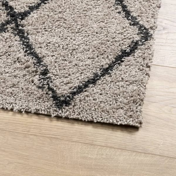 vidaXL Tykt teppe PAMPLONA høy luv moderne beige antrasitt 200x280 cm