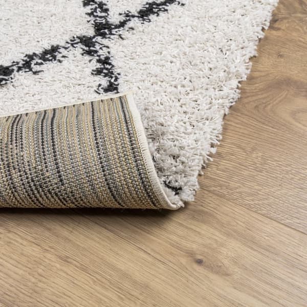 vidaXL Ryamatta PAMPLONA lång lugg modern gräddvit & svart 300x400 cm