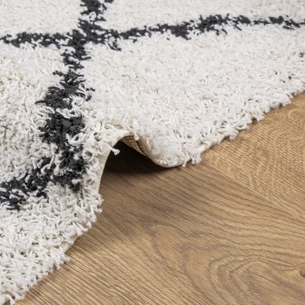 vidaXL Ryamatta PAMPLONA lång lugg modern gräddvit & svart 300x400 cm