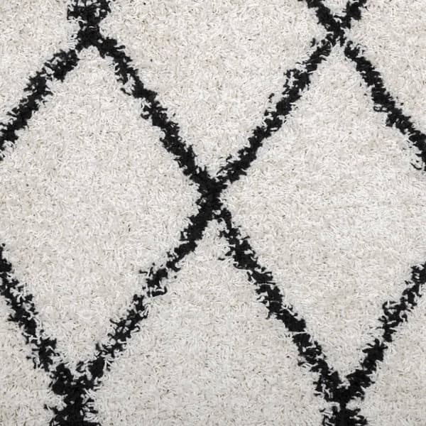 vidaXL Ryamatta PAMPLONA lång lugg modern gräddvit & svart 300x400 cm