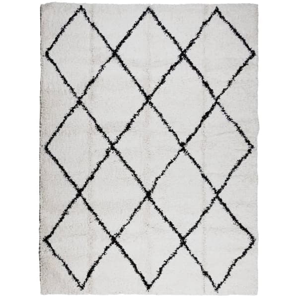 vidaXL Ryamatta PAMPLONA lång lugg modern gräddvit & svart 300x400 cm