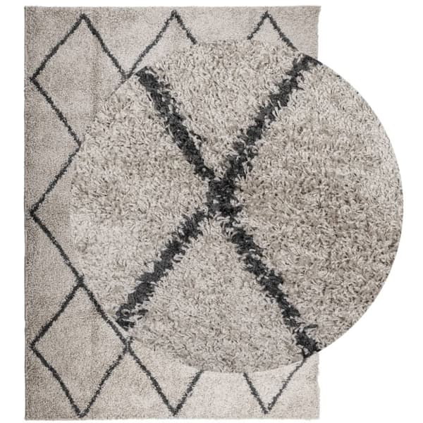 vidaXL Tykt teppe PAMPLONA høy luv moderne beige antrasitt 240x340 cm