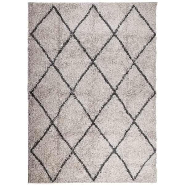 vidaXL Tykt teppe PAMPLONA høy luv moderne beige antrasitt 240x340 cm