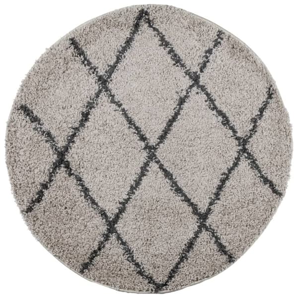 vidaXL Tykt teppe PAMPLONA høy luv moderne beige antrasitt Ø 120 cm