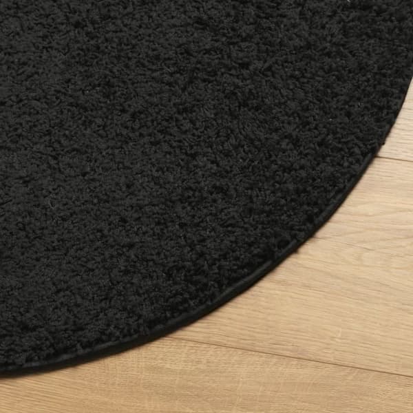 vidaXL Tykt teppe PAMPLONA høy luv moderne svart Ø 120 cm