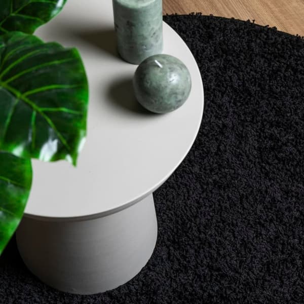 vidaXL Tykt teppe PAMPLONA høy luv moderne svart Ø 120 cm